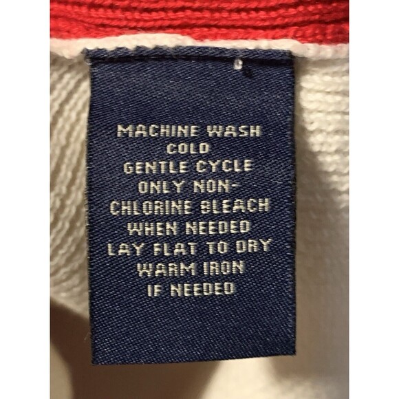 Polo Jeans Co Ralph Lauren Sweater Womens Medium Red White Mock Neck 1/4 Zip - Picture 7 of 10